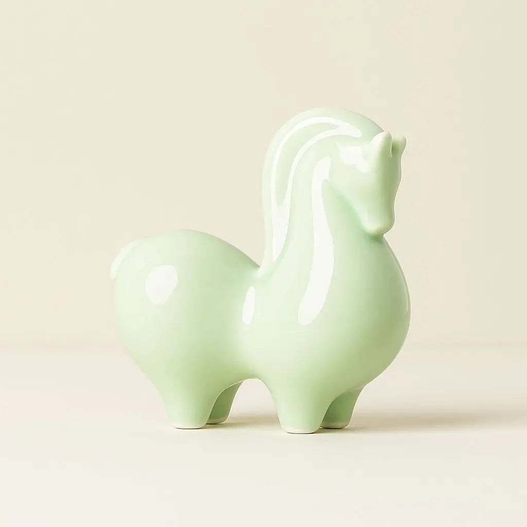 Clara Tangma Cavallo – Figurina in Ceramica Celadon di Buona Fortuna
