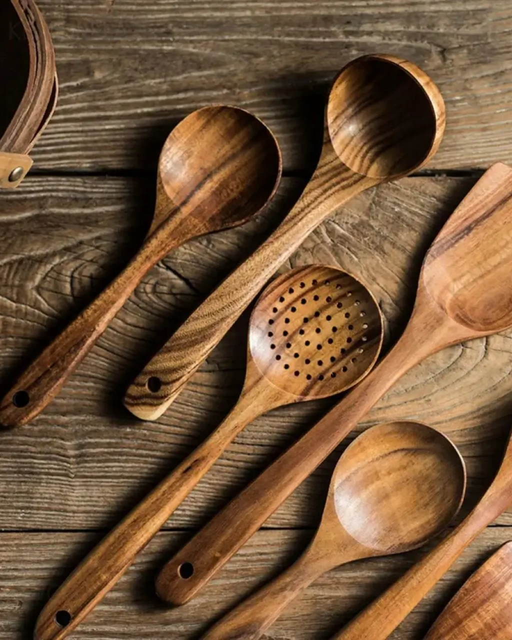Set di Utensili da Cucina in Legno di Teak