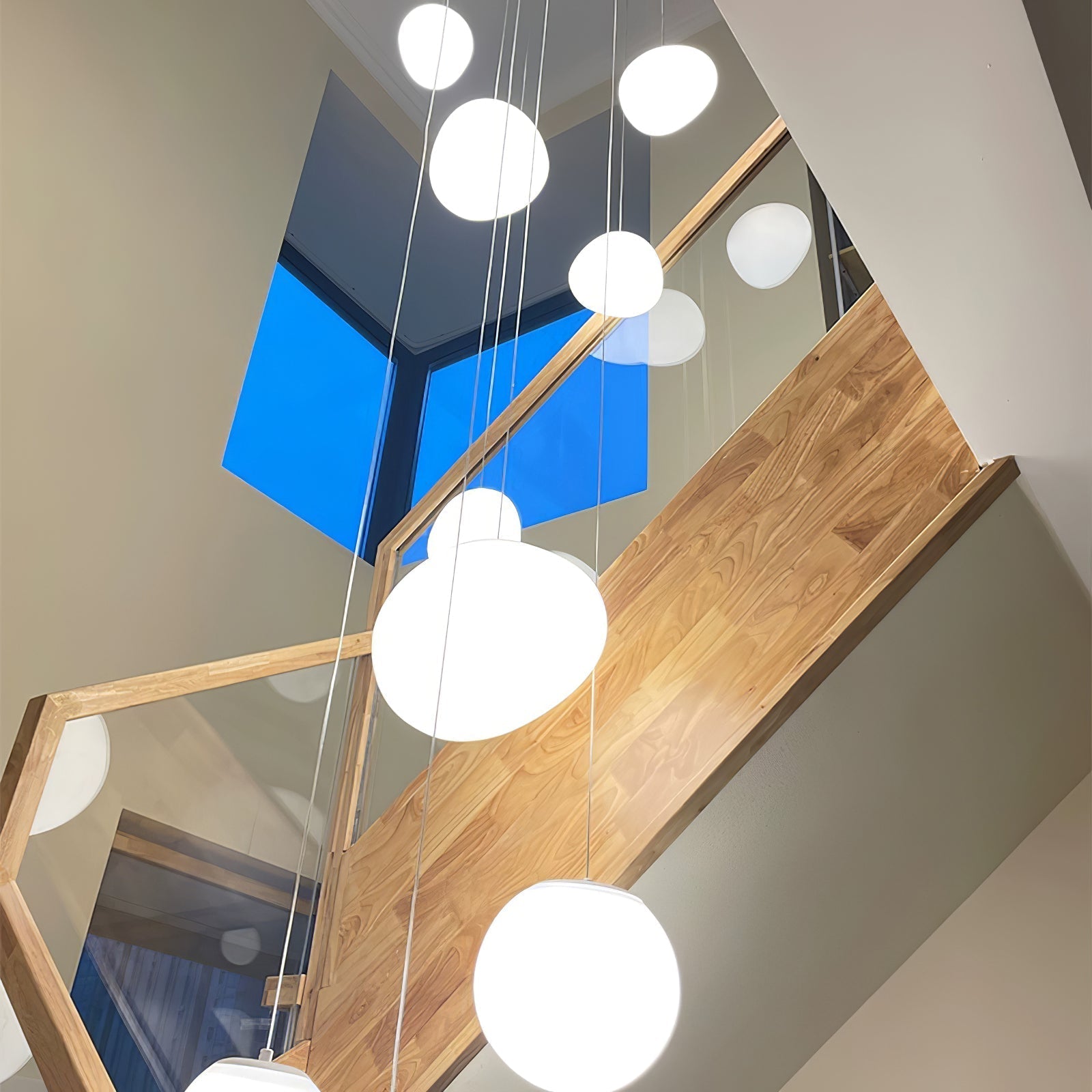 Telstone Lampada a sospensione – Vetro – Bianco – Ø30 cm – Design moderno