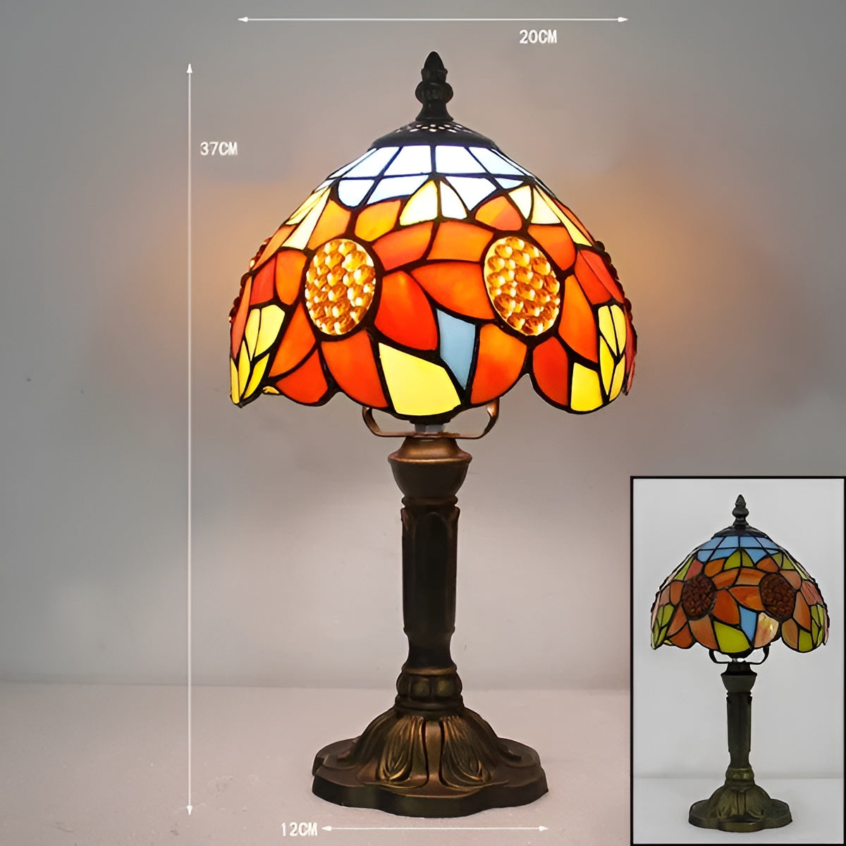 Lampada da tavolo barocca – Artigianale con vetro colorato | Illuminazione decorativa per la tua casa e il tuo ufficio