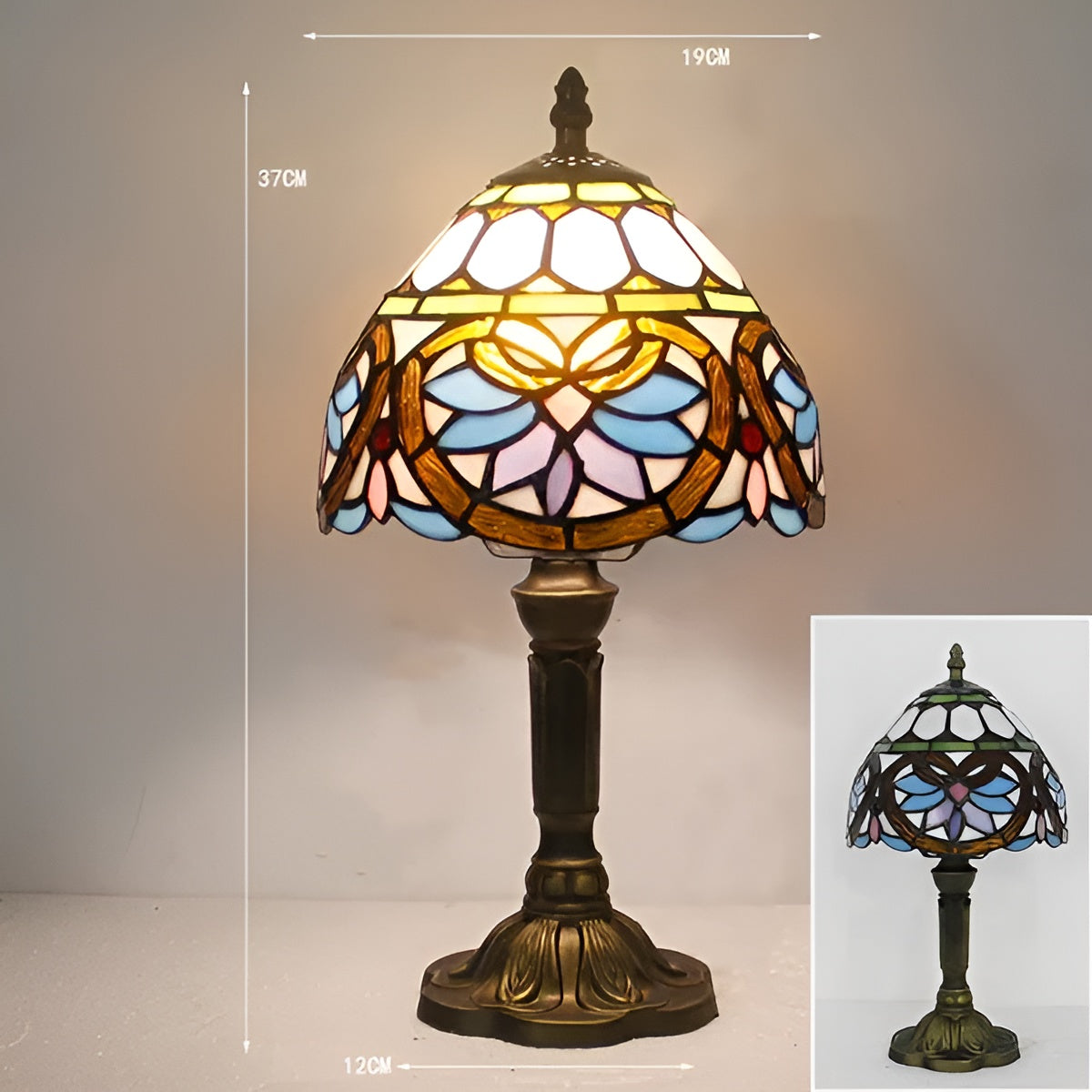 Lampada da tavolo barocca – Artigianale con vetro colorato | Illuminazione decorativa per la tua casa e il tuo ufficio