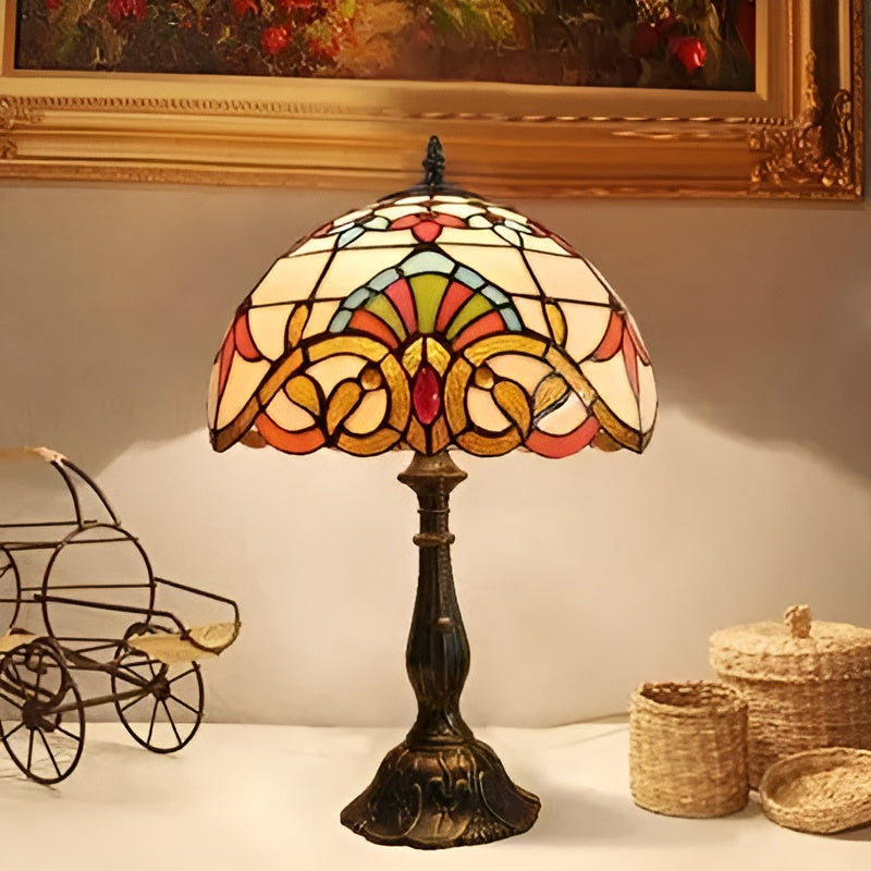 Lampada da tavolo barocca – Artigianale con vetro colorato | Illuminazione decorativa per la tua casa e il tuo ufficio