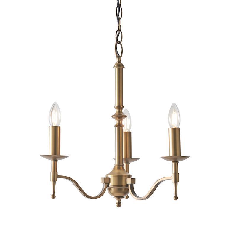 Lampadario Stanford 3 Luci Finitura Ottone Antico