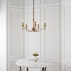 Lampadario Stanford 5 Luci Finitura Ottone Antico