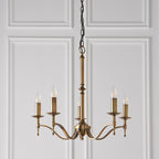 Lampadario Stanford 5 Luci Finitura Ottone Antico