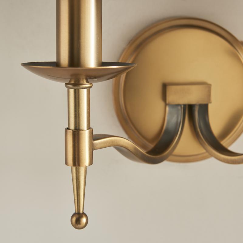 Applique doppia in finitura ottone antico Stanford