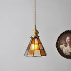 Lampada a sospensione Tiffany – Ottone & Vetro – Verde/Arancione – Lampada da pranzo per accenti eleganti