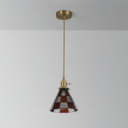 Lampada a sospensione Tiffany – Ottone & Vetro – Verde/Arancione – Lampada da pranzo per accenti eleganti