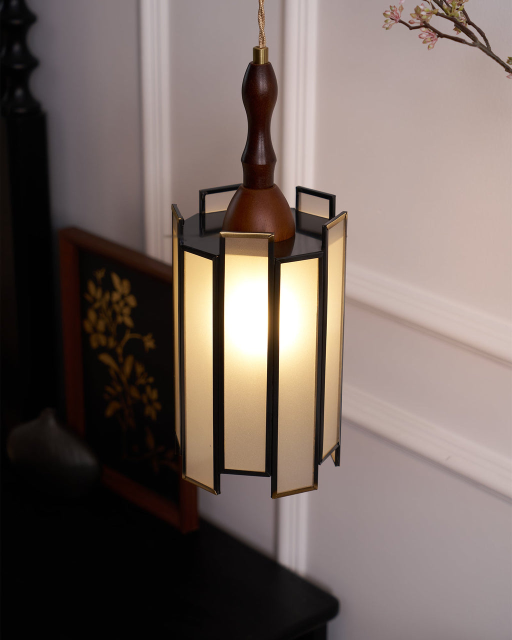 Lampada a sospensione in vetro colorato Tiffany
