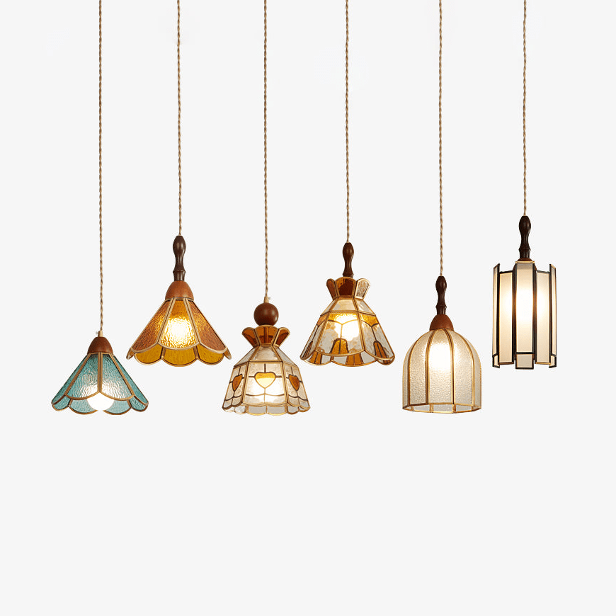Lampada a sospensione in vetro colorato Tiffany