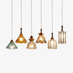 Lampada a sospensione in vetro colorato Tiffany