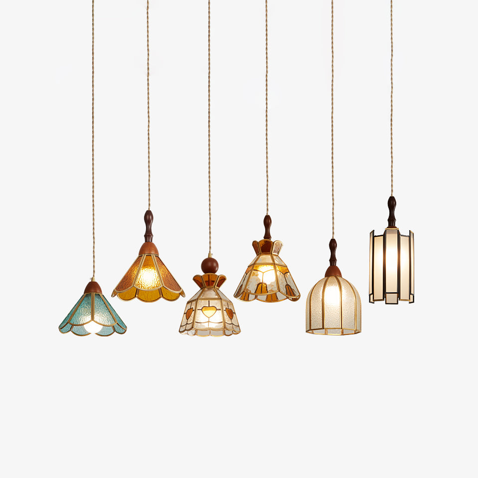 Lampada a sospensione in vetro colorato Tiffany