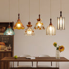Lampada a sospensione in vetro colorato Tiffany