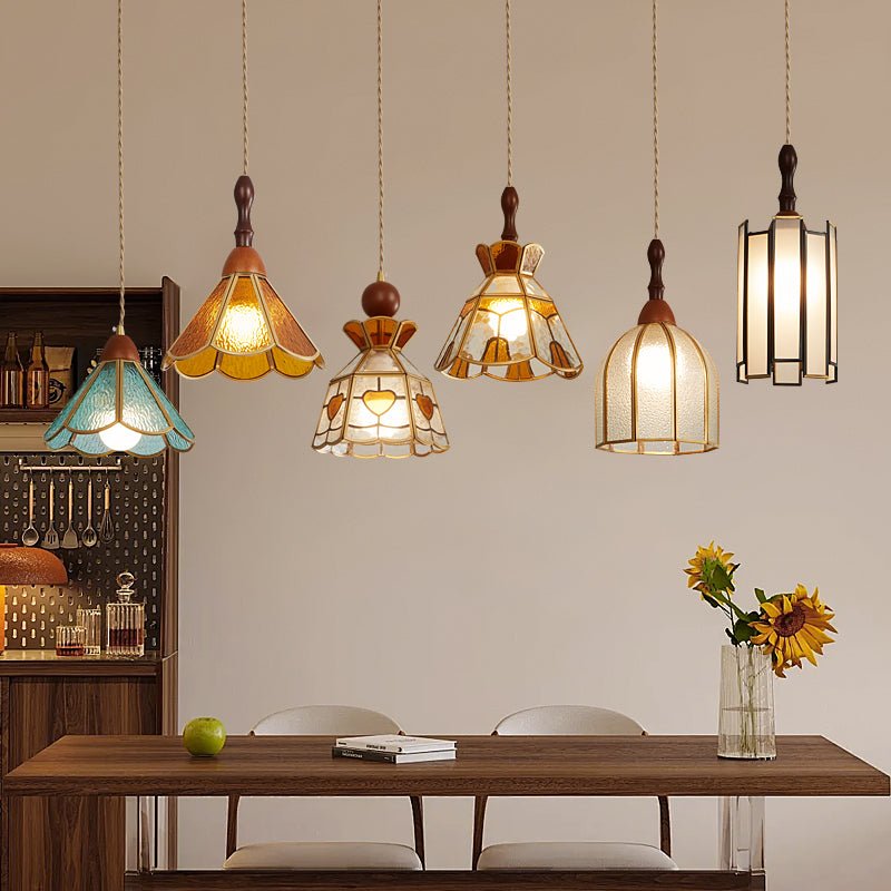Lampada a sospensione in vetro colorato Tiffany