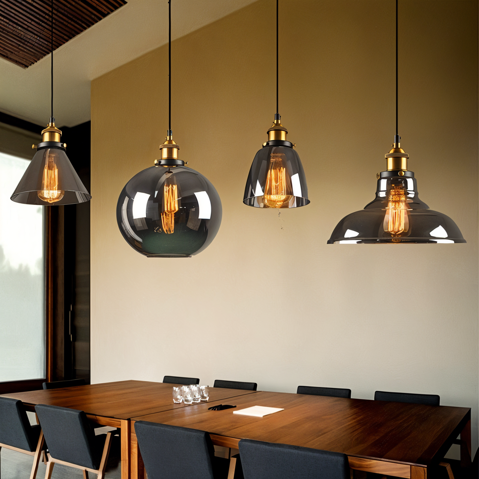 Lampada a sospensione in vetro colorato con attacco in ottone