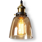 Lampada a sospensione in vetro colorato con attacco in ottone
