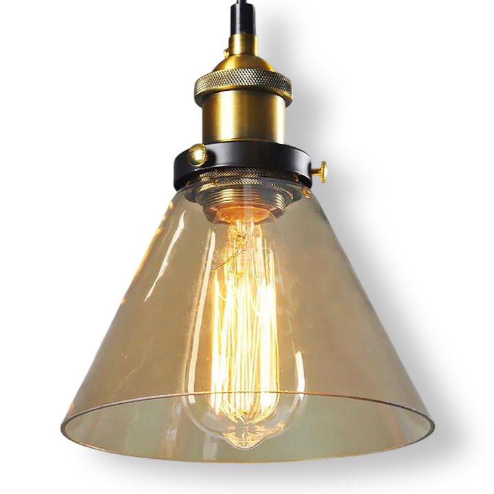 Lampada a sospensione in vetro colorato con attacco in ottone