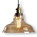 Lampada a sospensione in vetro colorato con attacco in ottone
