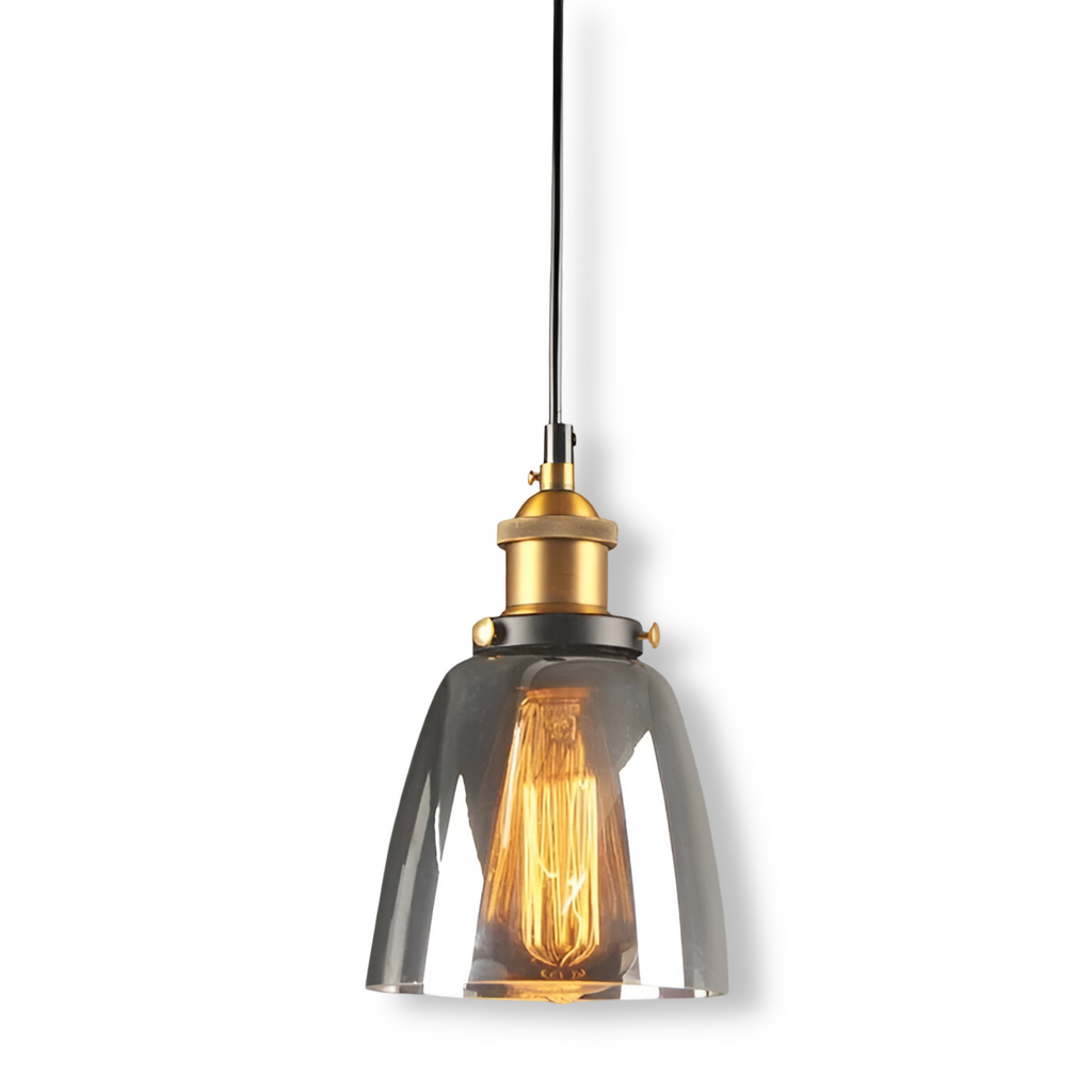 Lampada a sospensione in vetro colorato con attacco in ottone