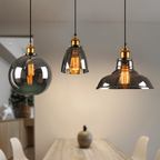Lampada a sospensione in vetro colorato con attacco in ottone
