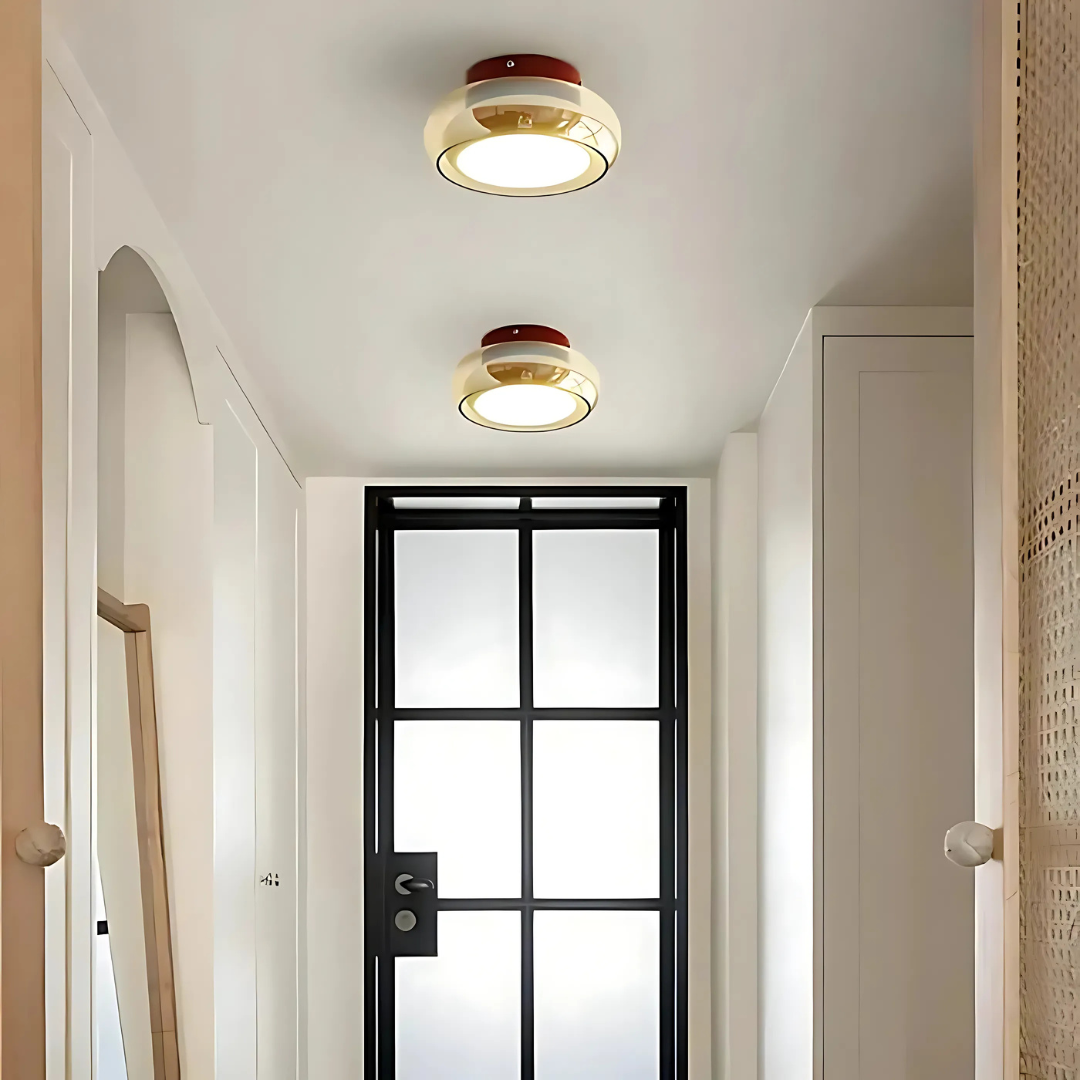 Lampada da soffitto Tivora – Metallo e vetro – Nero – Ø 30 cm – Design retro con illuminazione LED