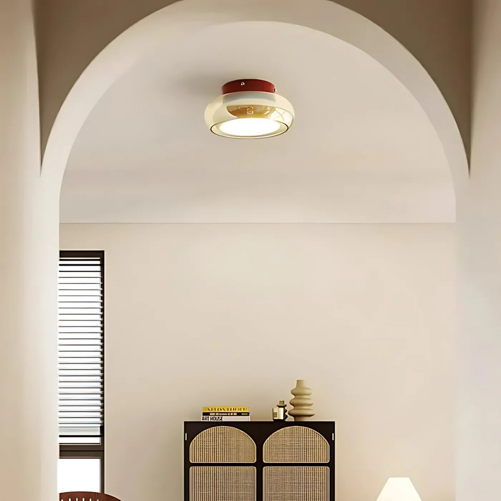 Lampada da soffitto Tivora – Metallo e vetro – Nero – Ø 30 cm – Design retro con illuminazione LED