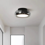 Lampada da soffitto Tivora – Metallo e vetro – Nero – Ø 30 cm – Design retro con illuminazione LED