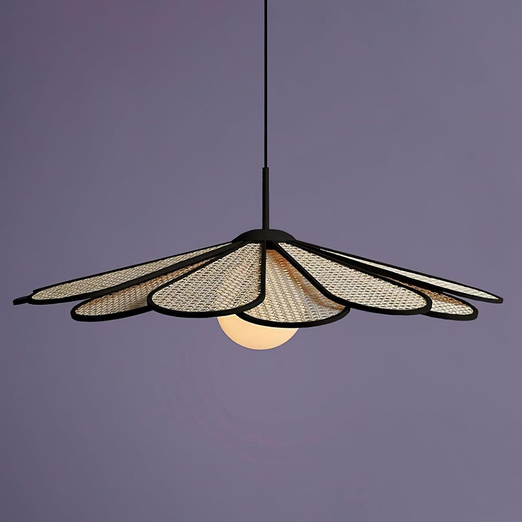 Lampada a sospensione Tivorna – Rattan – Toni naturali – Ø40 cm – Stile Wabi-Sabi