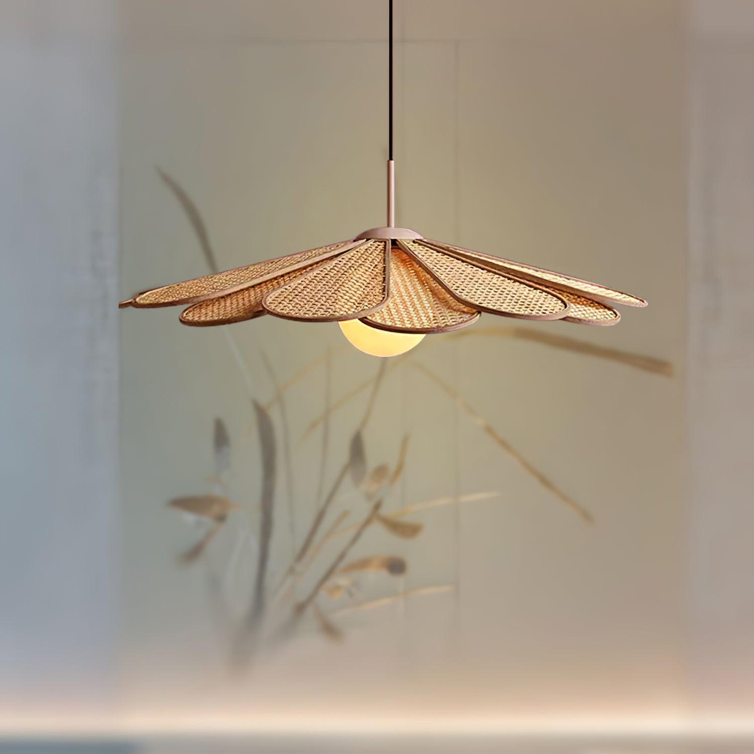 Lampada a sospensione Tivorna – Rattan – Toni naturali – Ø40 cm – Stile Wabi-Sabi