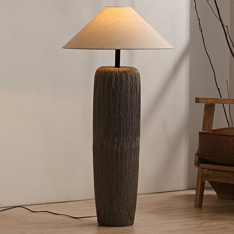 Tolozon Lampada da Terra – Ceramica & Metallo – Beige – 160 cm – Look Moderno per il Soggiorno