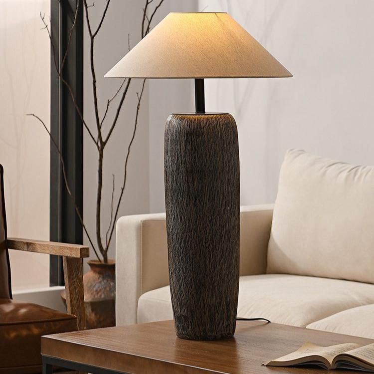 Tolozon Lampada da Terra – Ceramica & Metallo – Beige – 160 cm – Look Moderno per il Soggiorno