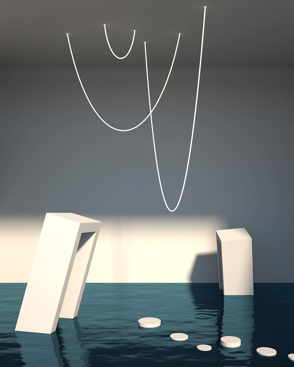 Lampada a sospensione a curva flessibile