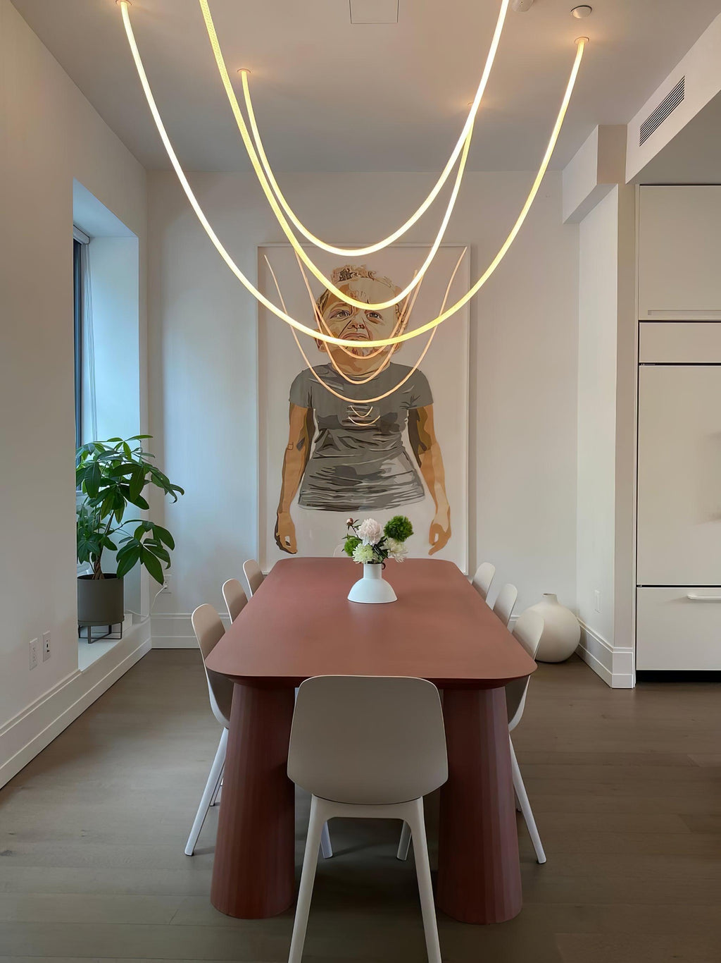 Lampada a sospensione a curva flessibile