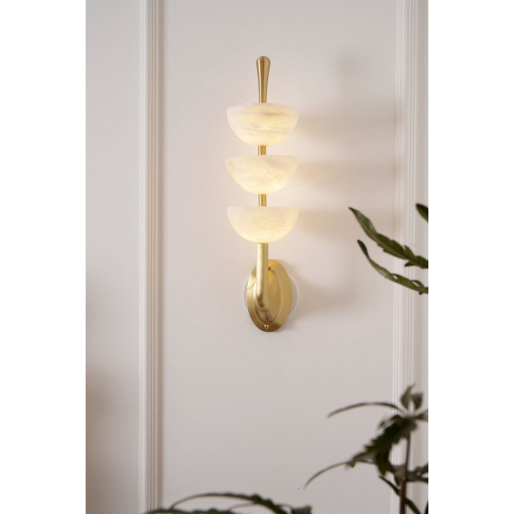 Lampada da Parete Tripla in Alabastro