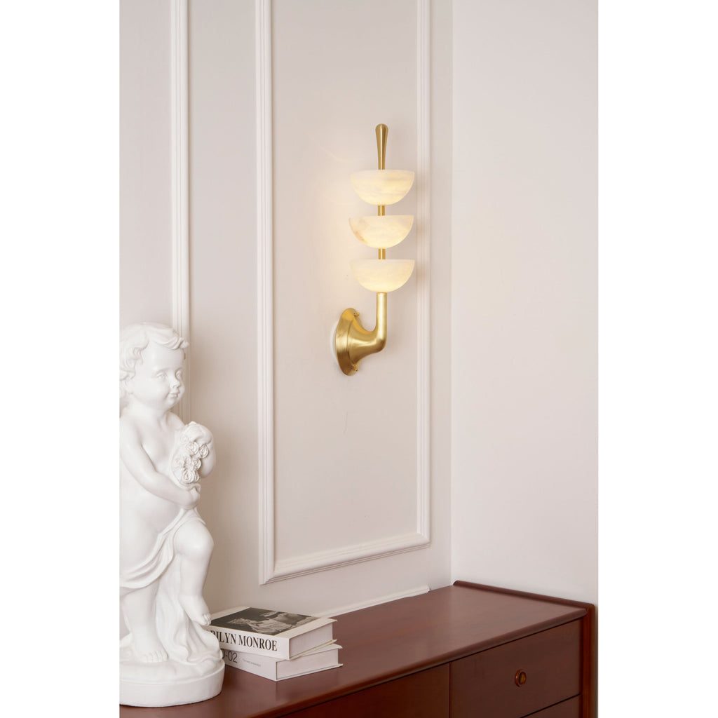 Lampada da Parete Tripla in Alabastro