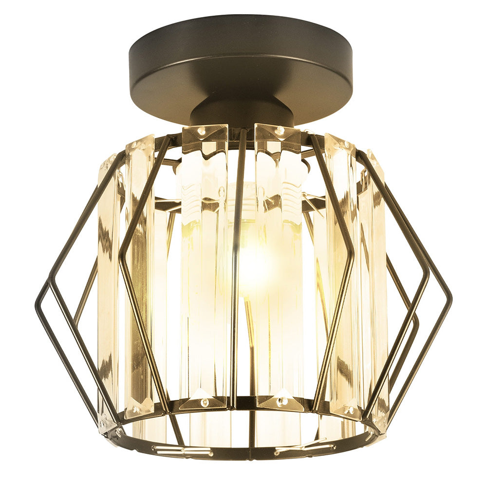Lampada da soffitto Trisal – Ferro & Cristallo – Trasparente – 40×40 cm – Design moderno per soggiorno e camera da letto