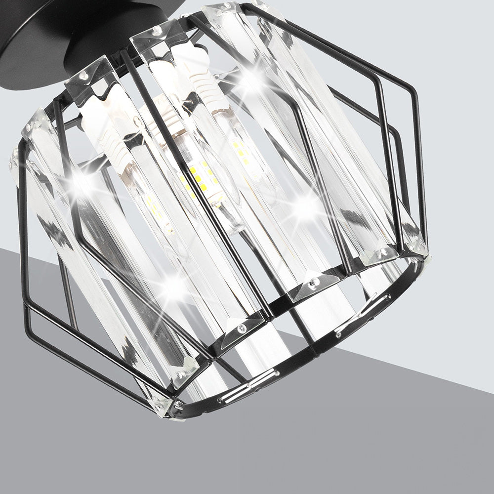 Lampada da soffitto Trisal – Ferro & Cristallo – Trasparente – 40×40 cm – Design moderno per soggiorno e camera da letto