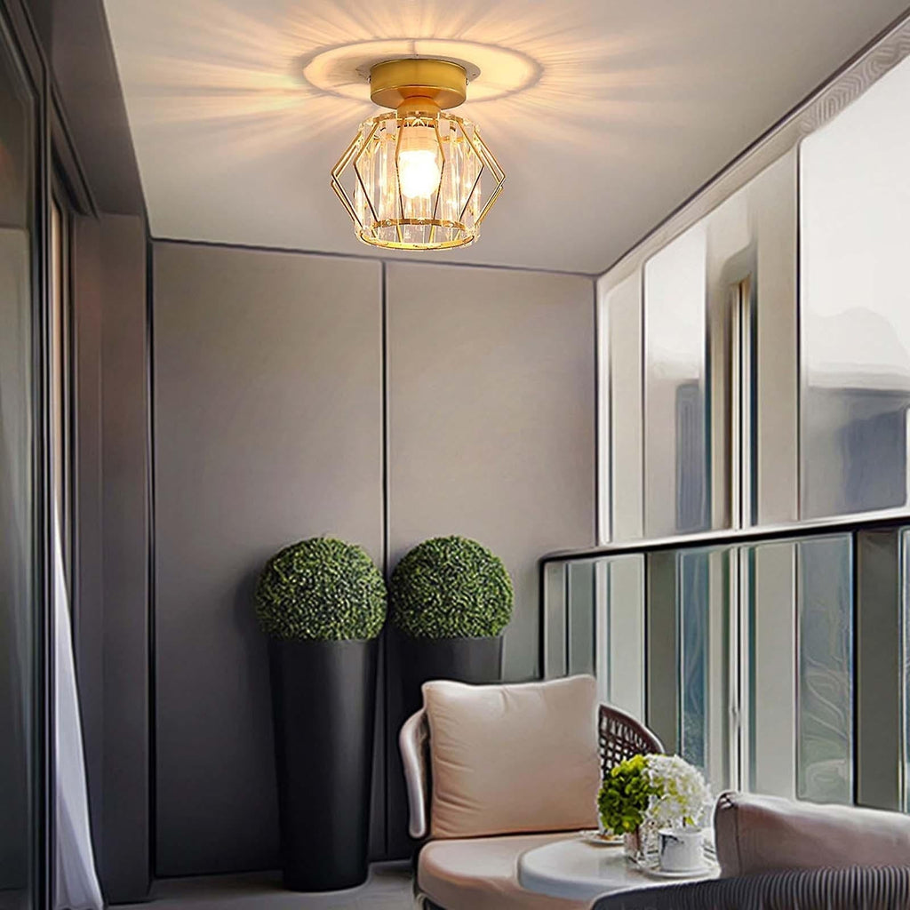 Lampada da soffitto Trisal – Ferro & Cristallo – Trasparente – 40×40 cm – Design moderno per soggiorno e camera da letto