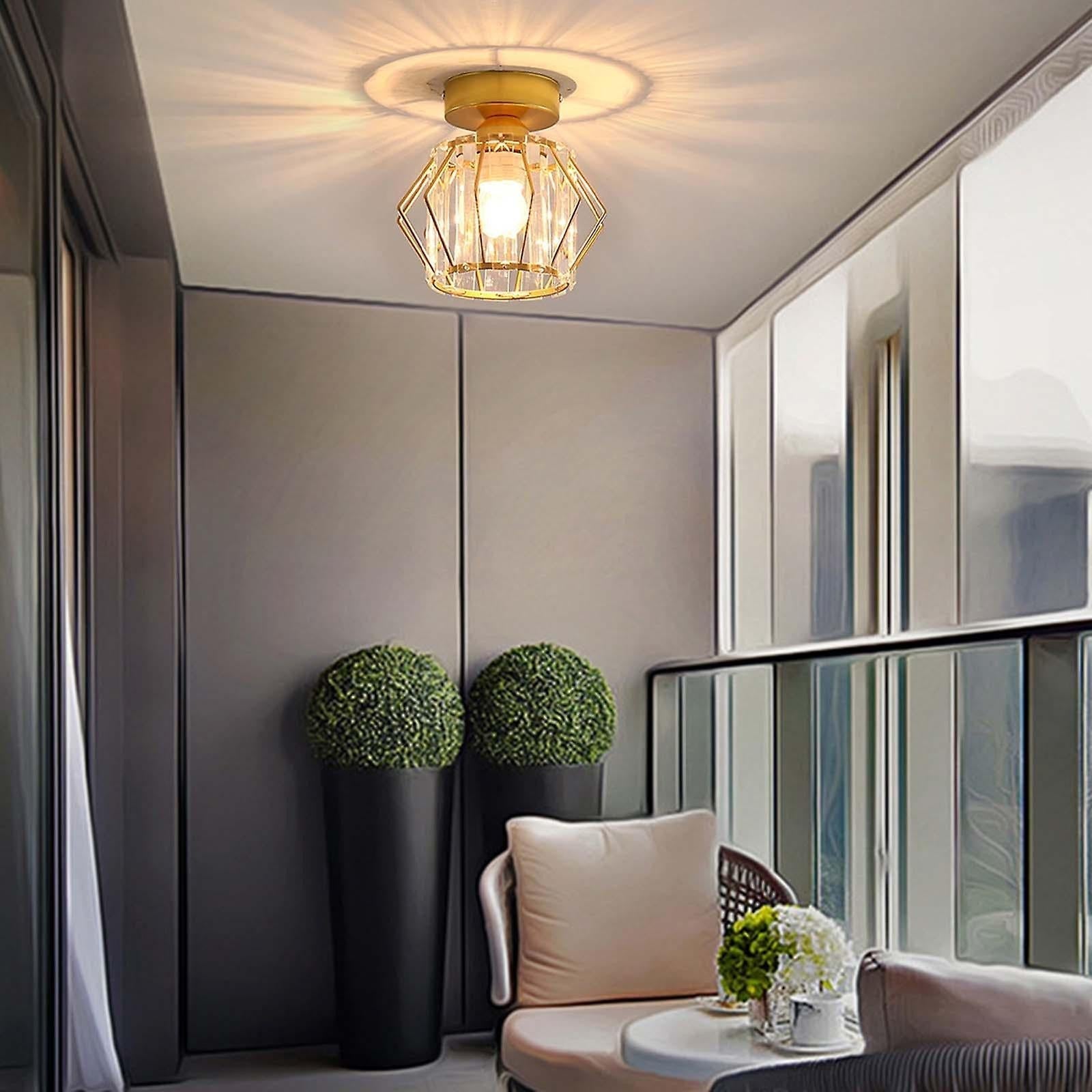Lampada da soffitto Trisal – Ferro & Cristallo – Trasparente – 40×40 cm – Design moderno per soggiorno e camera da letto