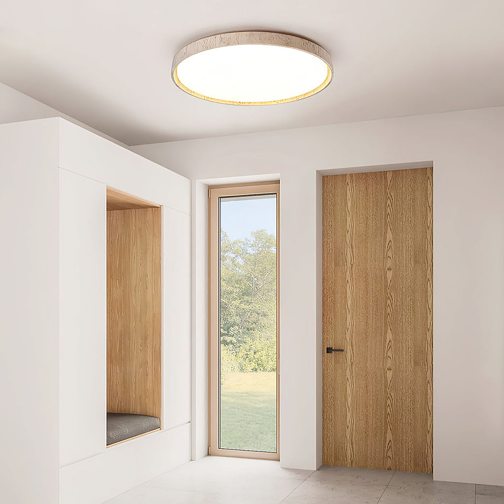 Lampada da soffitto rotonda in travertino ultra-sottile