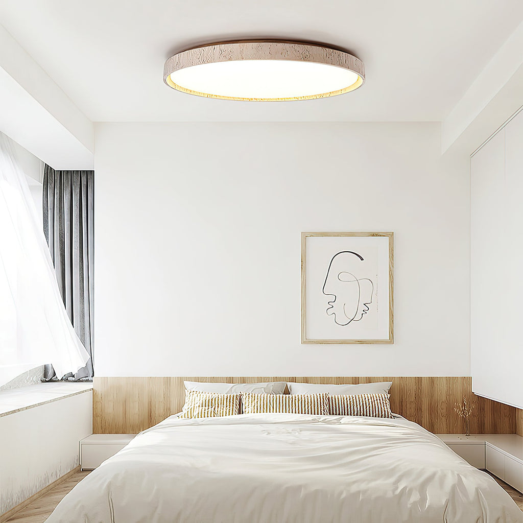 Lampada da soffitto rotonda in travertino ultra-sottile