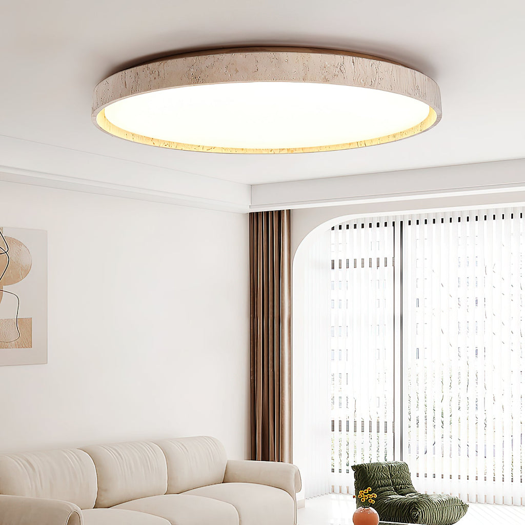Lampada da soffitto rotonda in travertino ultra-sottile