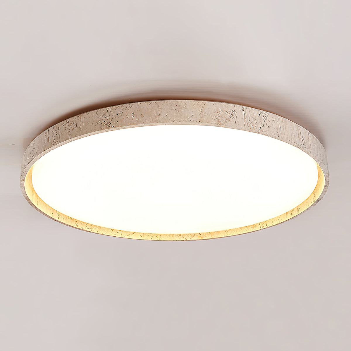 Lampada da soffitto rotonda in travertino ultra-sottile