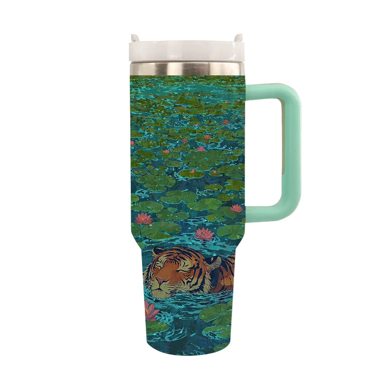 Tazza Termica Isolata con Stampa di Tigre – Bicchiere Riutilizzabile