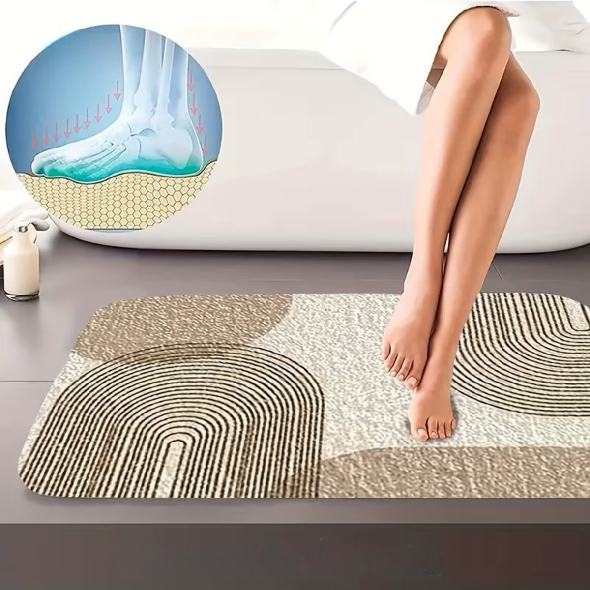 Set di Tappetini per Bagno 4 Pezzi – Moderno e Antiscivolo | Morbidi Tappetini per WC e Coprisedile per una Decorazione Elegante del Bagno