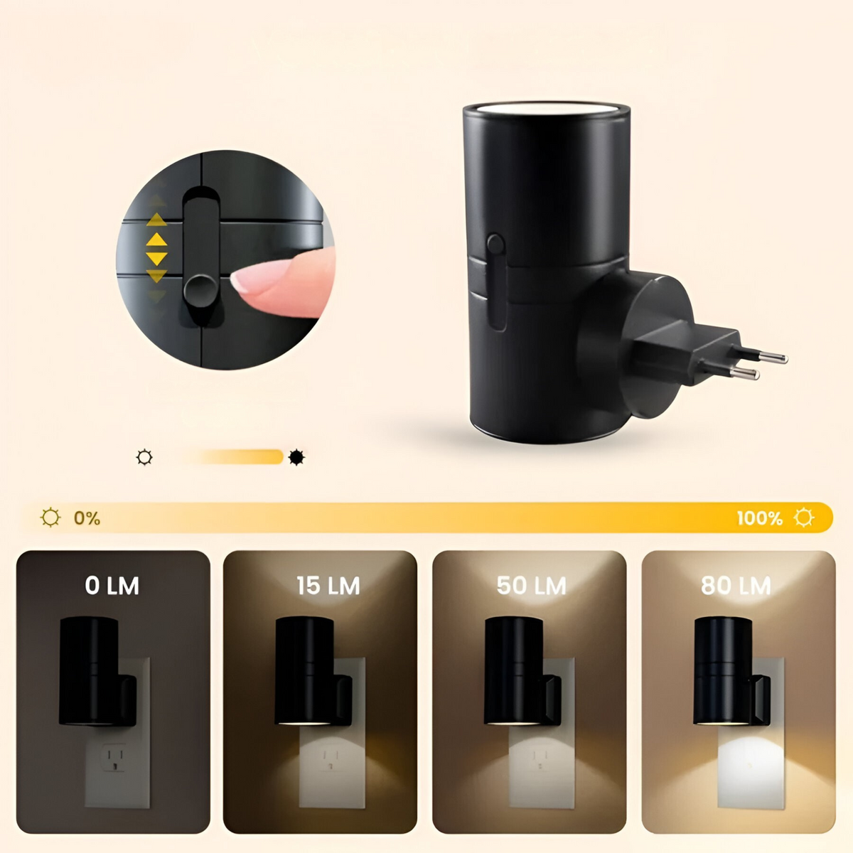 ZenBeam Sense - Luce notturna LED con sensore regolabile da inserire