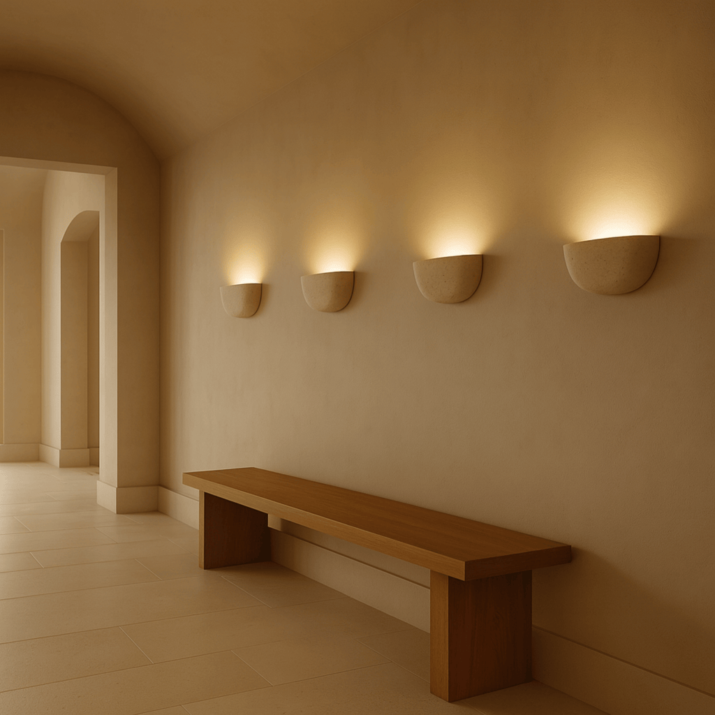 Applique in Pietra Wabi Sabi con Illuminazione Ambientale Soffusa