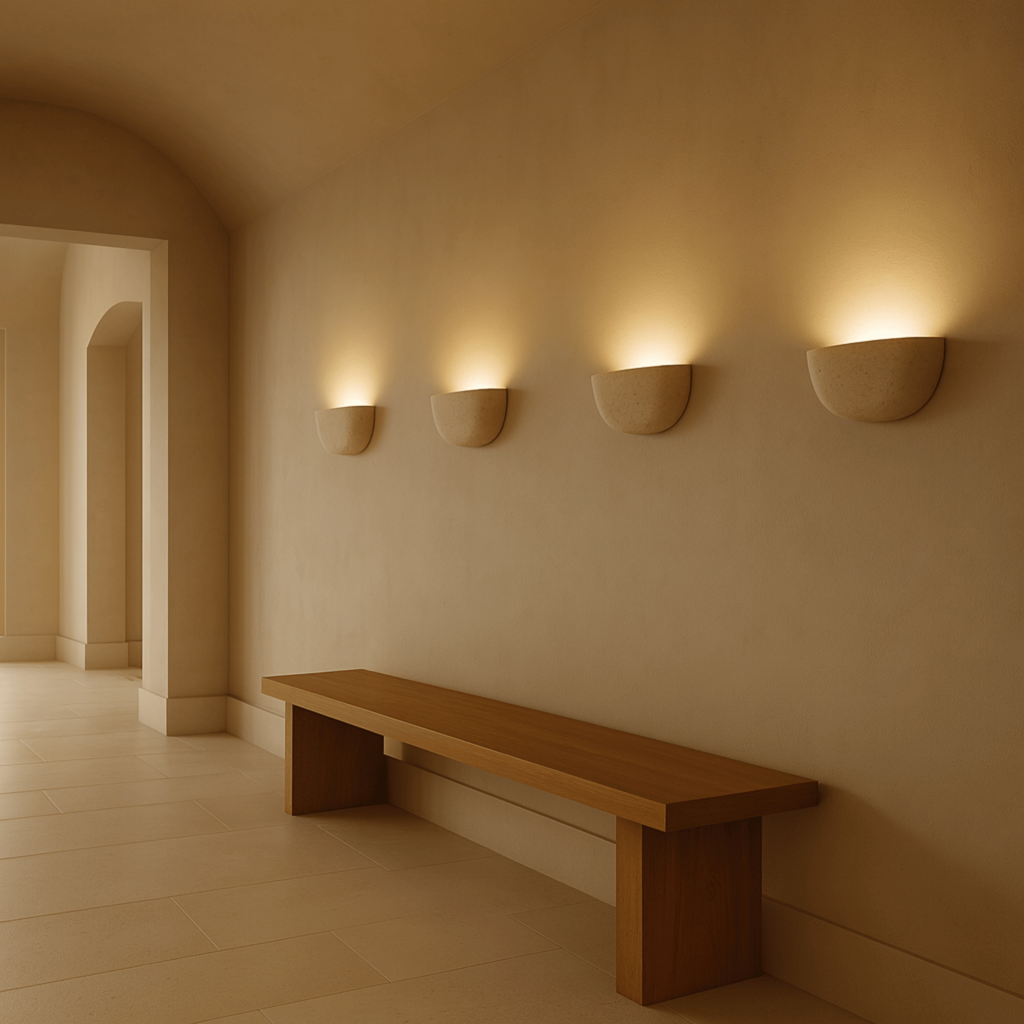 Applique in Pietra Wabi Sabi con Illuminazione Ambientale Soffusa