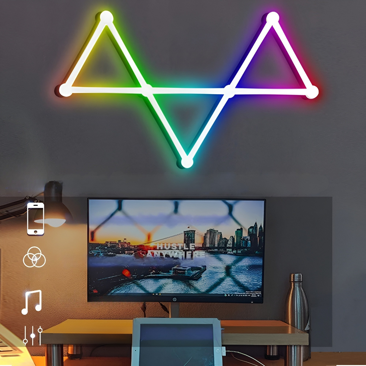 Smarte RGB Applique – Cambio colore e controllo musicale | Illuminazione ambientale perfetta per TV, camera da letto e sala giochi