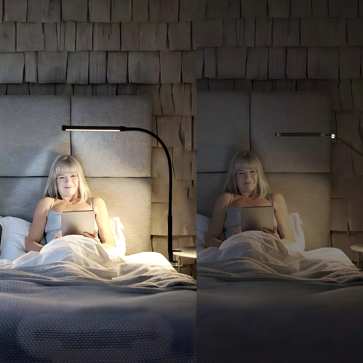 Lampada OptiBright - Luce da scrivania flessibile e amica degli occhi con morsetto